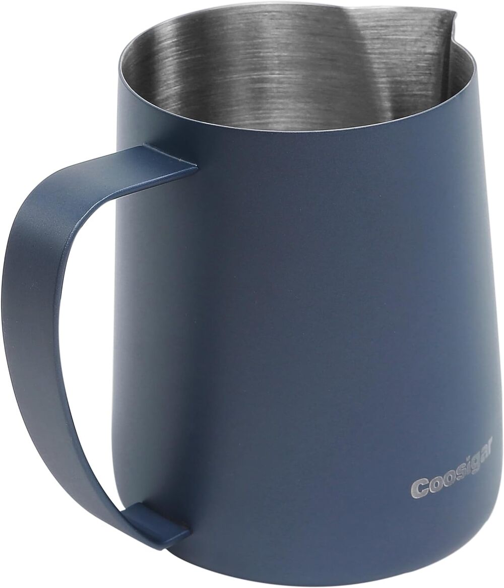 Coosigar Milk Frothing Pitcher 450ml/15oz,304 Stainless Steel Blue
